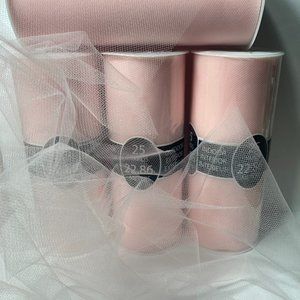Light Baby Pink Tulle Fabric Mesh 6" 25yd Set of 12 Baby Shower Wedding Party